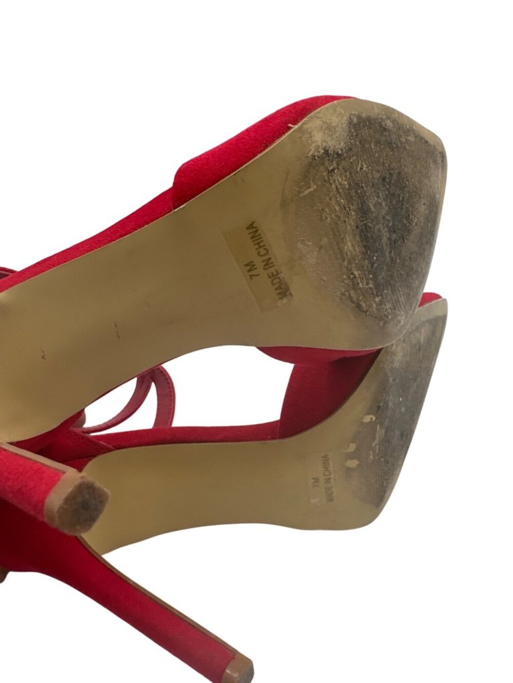 Penny Loves Kenny Size 7 Velvet Zip Back Dressy Party High Heels Red - Picture 8 of 12